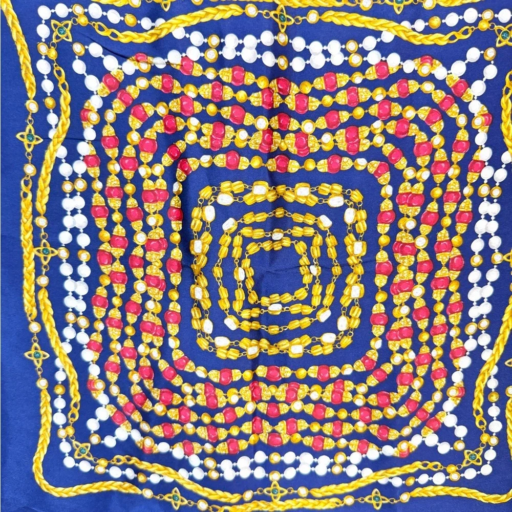 Chanel Vintage Scarf Stole Gem Chain Bijou Pattern